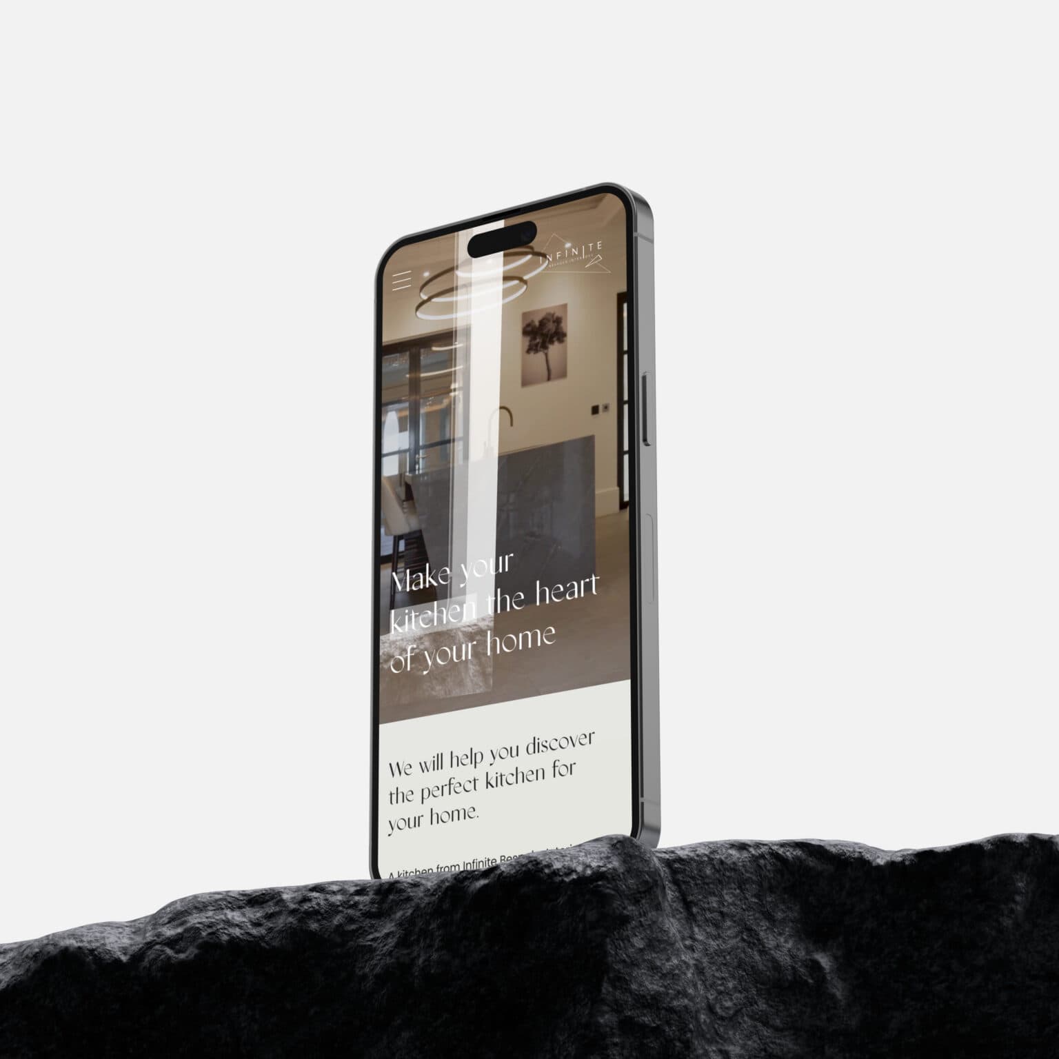 Infinite Bespoke Interiors website displayed on mobile